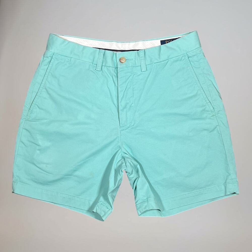 Polo Ralph Lauren Mens 30 x 6" Teal Blue Green Cotton Shorts Stretch Classic Fit - Picture 2 of 10